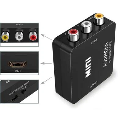 RCA To Mini HDMI Converter Device Mini Composite AV Upscale Adapter 1080P HD AV - Image 1 of 4