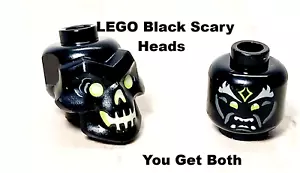 New LEGO Black Skeleton Head FREE Sidekick Head Yellow Green Eyes Halloween - Picture 1 of 1