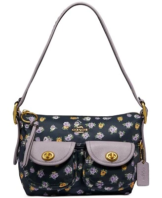 Bolso de Hombro COACH Vintage Estampado Rosa Nylon Carga 23 ~NUEVO CON ETIQUETAS~ Azul Marino 596 Foto 1 de 4