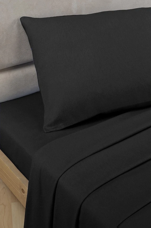 LUXURY PERCALE SHEET SET - Fitted Sheet, Flat Sheet + Pillowcase(s) - BLACK - Image 1 of 1