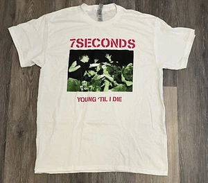 NEW 7 SECONDS Size Large White "YOUNG TILL I DIE" Men's T-Shirt - Picture 1 of 4