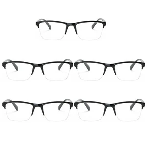 5 Packs Men Women Unisex Square Half Frame Reading Glasses Spring Hinge Readers - Picture 1 of 11