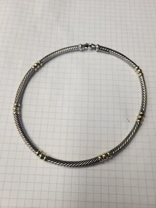 David Yurman Sterling And Gold Necklace..925/585. 15 Inches In Length. 4mm Thick - Picture 1 of 4