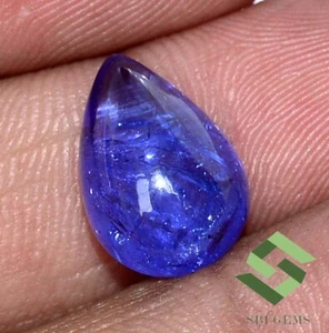 6.62 CTS Certified Natural Tanzanite Pear Cabochon 14x10 mm D'Color Loose Gems - Picture 1 of 6