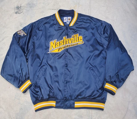 Nashville Predators Logo Athletic Vinyl Button Jacket Men L Cover