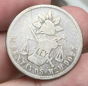 MÉXICO KM406 25 Centavos 1886 MoM Silver - Picture 1 of 2