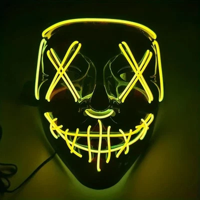 Costume Halloween Face Mask LED Light Up Cosplay Clubbing Party Purge - Image 1 of 4