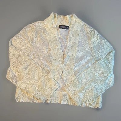 Vintage Pyramid Collection Lace Ruffle Shrug 1X Ivory Gothic Romantic Boho - Image 1 of 4