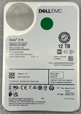 Seagate/Dell Exos X18 12TB 7.2K RPM SAS 12Gb/s 512e 3.5" HDD - ST12000NM006J - Image 1 of 4