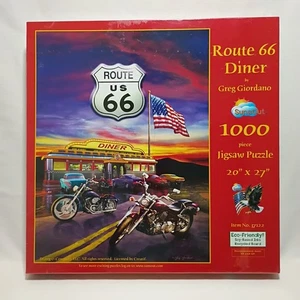 NEU - Route 66 Diner 20x27 1000 Teile Puzzle Motorräder amerikanische Flagge - Bild 1 von 7