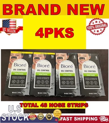 Bioré Charcoal Deep Cleansing Pore Nose Strips Oil Control Total 48 Count JAPAN - Image 1 of 2