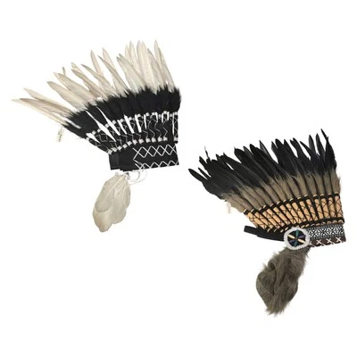 Artificial Feather Headdress Headband American Chief Indian Native Hat - Image 1 of 2
