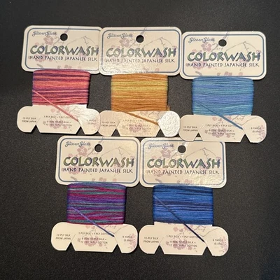 Glissen Gloss Color Wash Hand Painted Japanese Silk Thread Floss Lot Of 5 - Image 1 of 4