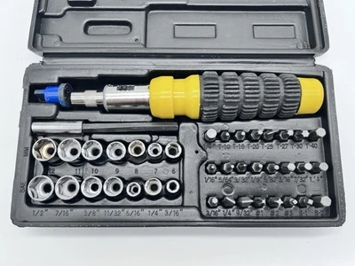 Vtg Screwdriver Set Bit Socket 35 Piece Hand Tool Rachet Torx Driver W/ Case - Image 1 of 4