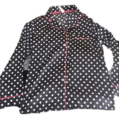 Conjunto de pijama Gilligan & O'Malley sedoso y cómodo negro con lunares  Foto 1 de 4