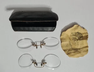 vintage Antique reading glasses clip on no arms nose clip style x2 blackham opt - Picture 1 of 5