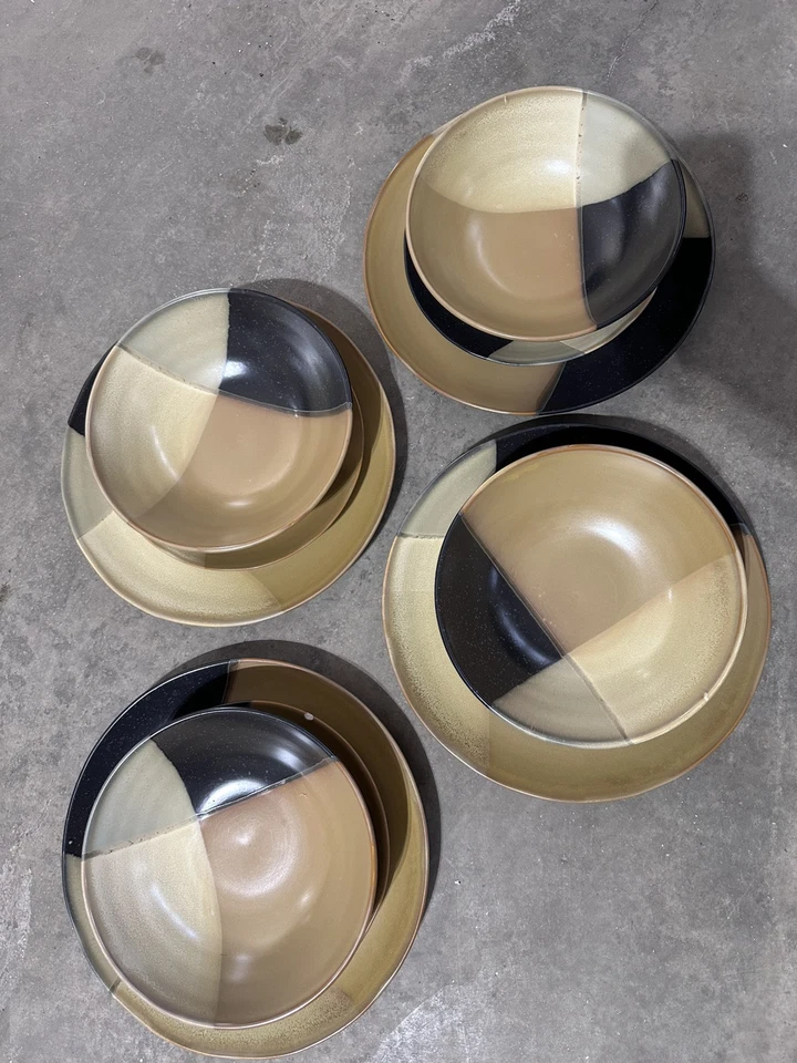 Sango Gold Dust Black Dishes Set Setting 12 Piece Glazed Stoneware 5022 - Image 1 of 4