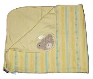 Manta de bebé Carters Yellow Bear rayas verdes algodón seguridad Lovey de colección - Imagen 1 de 1