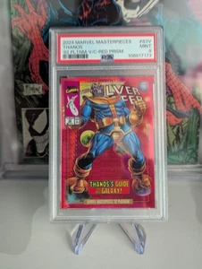 2024 MARVEL MASTERPIECES '92 PLATINUM THANOS RED PRISM #D 206/292 PSA 9 - Picture 1 of 2