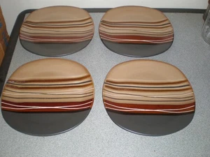 Set 4 Better Homes and Gardens BAZAAR BROWN Stripes DINNER PLATES Home Trends - Picture 1 of 5