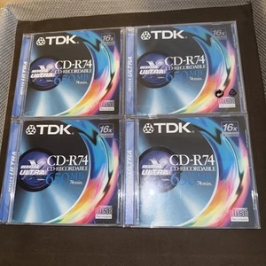 4 Off TDK CD-R74 Reflex Ultra CD-Recordable 650MB 74min ~ 16x Multi Speed ~  - Picture 1 of 5