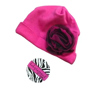 Cappello bambina Babyrageous taglia 6-9 mesi rosa nero berretto fiore 100% cotone NUOVO - Foto 1 di 4