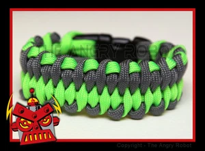 550 Paracord Bracelet Dragon's Tongue - Neon Lime & Grey - Survival - Bild 1 von 1