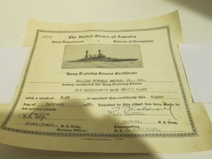 "1935" United States Navy Training Course Certificate USS Cincinnati-TF Caldwell - Picture 1 of 3