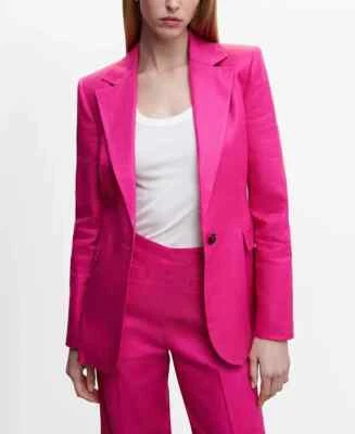 Blazer Traje Mango Lino Fucsia L15619 Para Mujer Talla S Foto 1 de 2