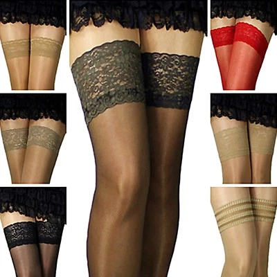 LORES halterlose Strümpfe Spitzenabschluß mit Silikon LYCRA 13 Farben 15 den   - Bild 1 von 4