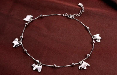 B22 Cavigliera Cane Cagnolino Cucciolo Argento Sterling 925 - Immagine 1 di 4