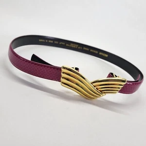Liz Claiborne Hüftgürtel 30 32 M Schlangenhaut goldfarbene Schnalle 2551 Magenta Vintage - Bild 1 von 7