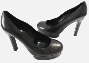 Zapatos de salón GUCCI 7 1/2 cuero marrón punta redonda de 4,25"" tacón 1"" plataformas $920 - Imagen 1 de 12