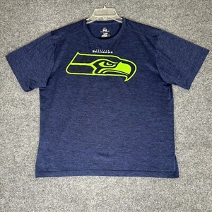 Majestic Seattle Seahawks Shirt Mens XL Navy Blue Short Sleeve NFL Casual Adult - Picture 1 of 5