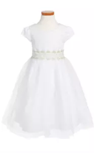 Flower Girl Dress, First Communion, Beauty Pageant Child Size 7 White with Gold - Picture 1 of 6