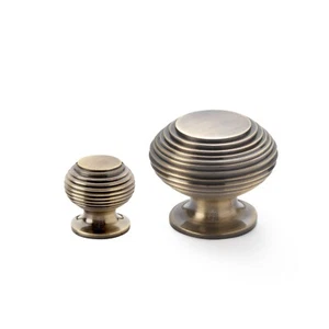 Solid Antique Brass Beehive Cupboard Door Knobs Handles Drawer Knob 2 Sizes - Picture 1 of 3