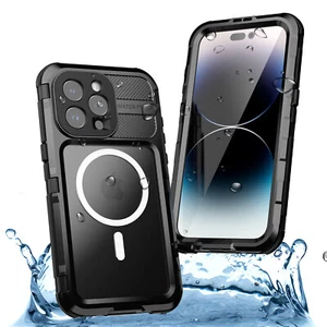 For iPhone 15 Pro Max 14 Pro Max IP68 Waterproof Rugged Full Body Magnetic Case - Picture 1 of 20