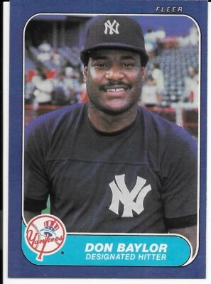 Don Baylor 1986 Fleer #99 New York Yankees NM  - Image 1 of 2