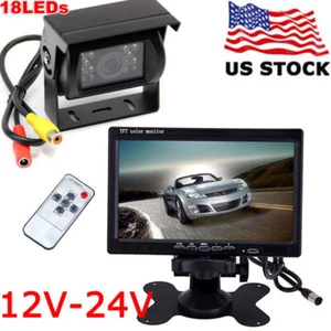 12-24V Caravan RVs Truck Rear View Reversing HD Camera w/ 7" Car Parking Monitor - Picture 1 of 24