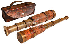 Nautical Marine Spyglass Brass Telescope with Leather case & High Quality Lens