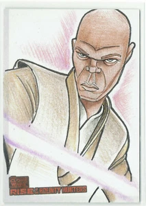 Star Wars Clone Wars Sketch Card Patrick Richard Samuel L. Jackson as Mace Windu - Picture 1 of 2