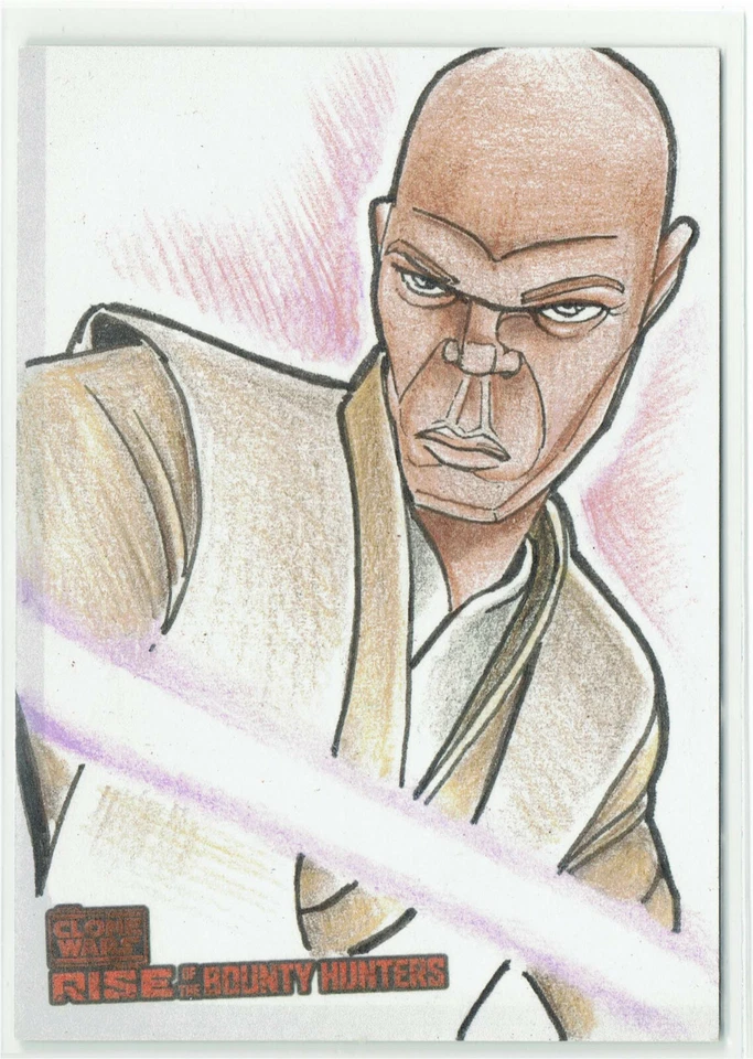 Star Wars Clone Wars Sketch Card Patrick Richard Samuel L. Jackson as Mace Windu - Image 1 of 2