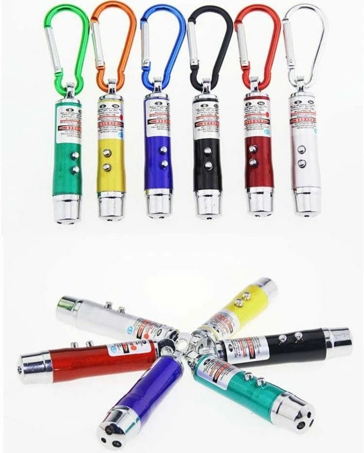 NEW 3-IN-1 LED LASER PEN POINTER KEY CHAIN FLASHLIGHTS MINI TORCH - Image 1 of 1