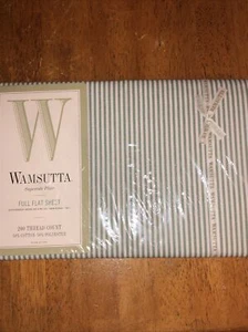 WAMSUTTA SUPERCALE PLUS 200 Full  FLAT SHEET OXFORD GREEN STRIPED 81x 96 New - Picture 1 of 11