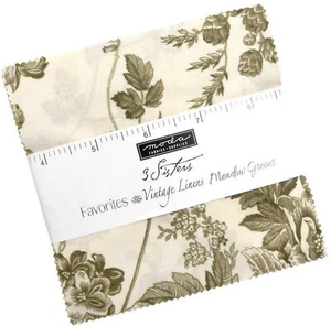 Meadow Greens Moda Charm Pack 42 100% Cotton 5" Precut Fabric Squares - Picture 1 of 4