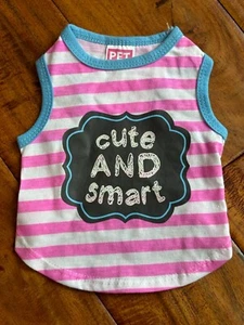 NWOT Pet Spirit Blue Pink Striped Cute & Smart Puppy Dog Shirt Size XS - Picture 1 of 5