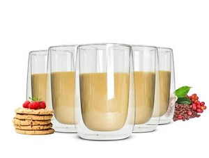 6 Bicchieri Latte Macchiato Doppia Parete 380ml Bicchieri Caffè - Foto 1 di 4