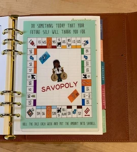 Savopoly Money Savings Dashboard Insert 4 use with ErinCondren A5 Ring Agenda - Picture 1 of 3