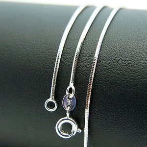 Silver Rhodium 46cm 18'' Snake Necklace 1mm Solid Chain for Pendant - Bild 1 von 4