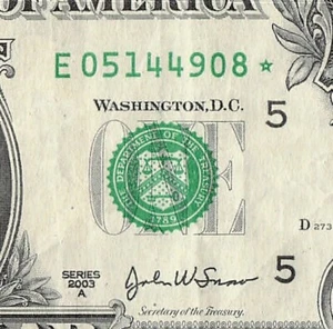 Richmond Star Note One Dollar Bill E05144908* - Picture 1 of 11